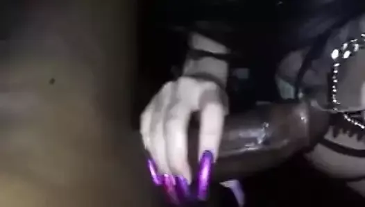 Blowjob with long flare nails