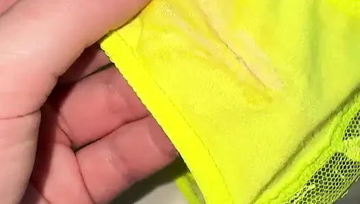 Worn Creamy Panties Inspection, Pissing in Panties in Shower - Small Tits Play