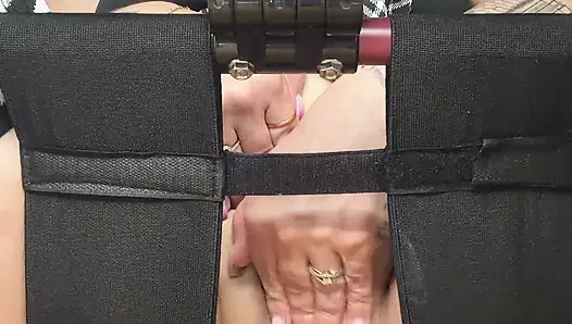 Ball gaged and riding dildo for Daddy