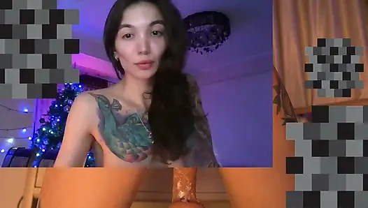 a rabid rider from an adult site warmed up her ass to red with spanking while jumping on a dildo
