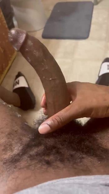 Big Black Cock Masturbating In His Bathroom