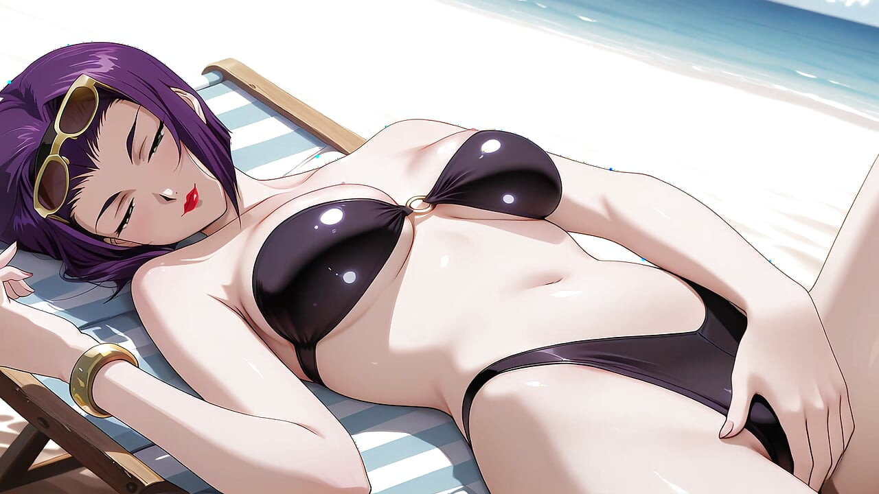 Faye Valentine solbadning bliver til strandsex. Faye Valentine Hentai Cosplay