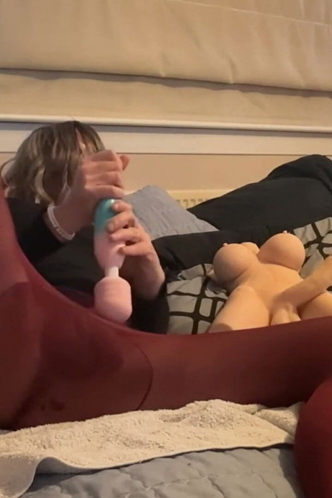 Prostate_play - Crossdresser in Pantyhose Riding Dildos