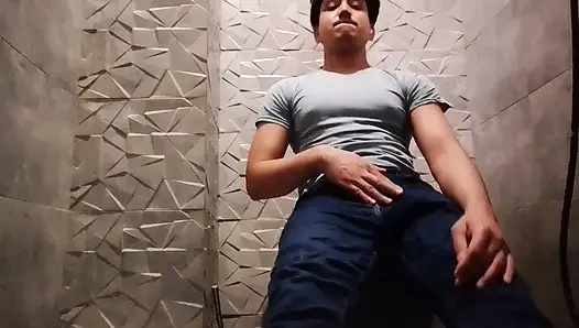 Indian Handsome Boy Masturbates Hard While His Penis Is Inside the Bathroom