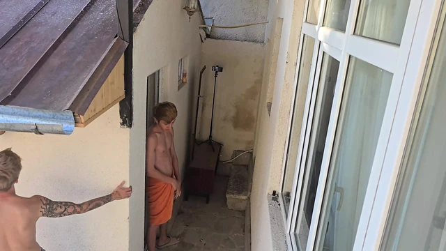 Backstage Caught a Guy with a Big Dick Looking at Me and Jerking off, Deepthroat Blowjob and Anal Fuck Part 1