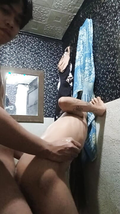 Our bathroom sex fantasy. I fucked her good and cums in her ass