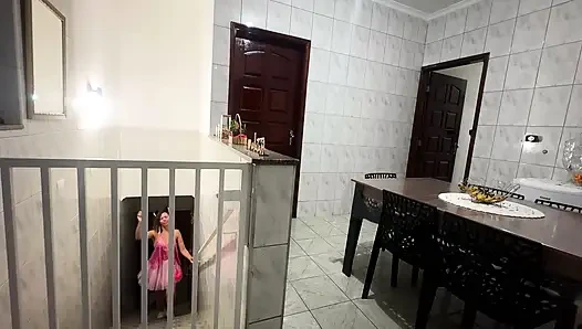 Naughty stepdaughter lets him take off her clothes so they can go to bed.