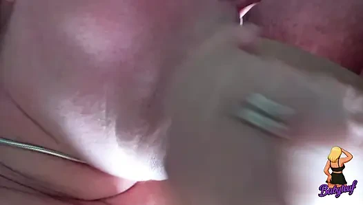 60 year old MILF woman sucks cock and tastes cum