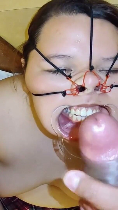 She loves the cock and balls on her bondage face | Clip 1