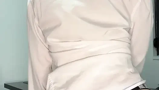 Sexy Secretary in Office Skirt and Shirt Seduce you on Desk