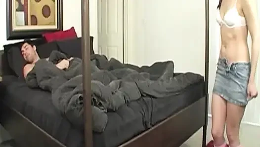 Skinny Brunette Deepthroats Throbbing Cock and Gets Pounded Hard