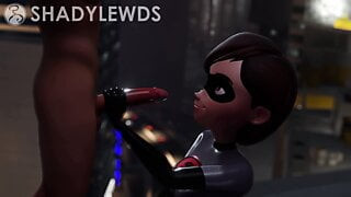 Helen Parr Rooftop Handjob (Grey Suit)