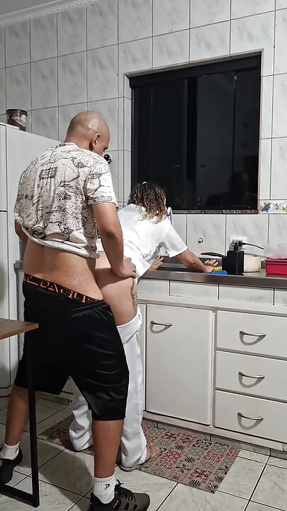 The Maid Got Fucked in the Ass in the Kitchen While Washing the Dishes