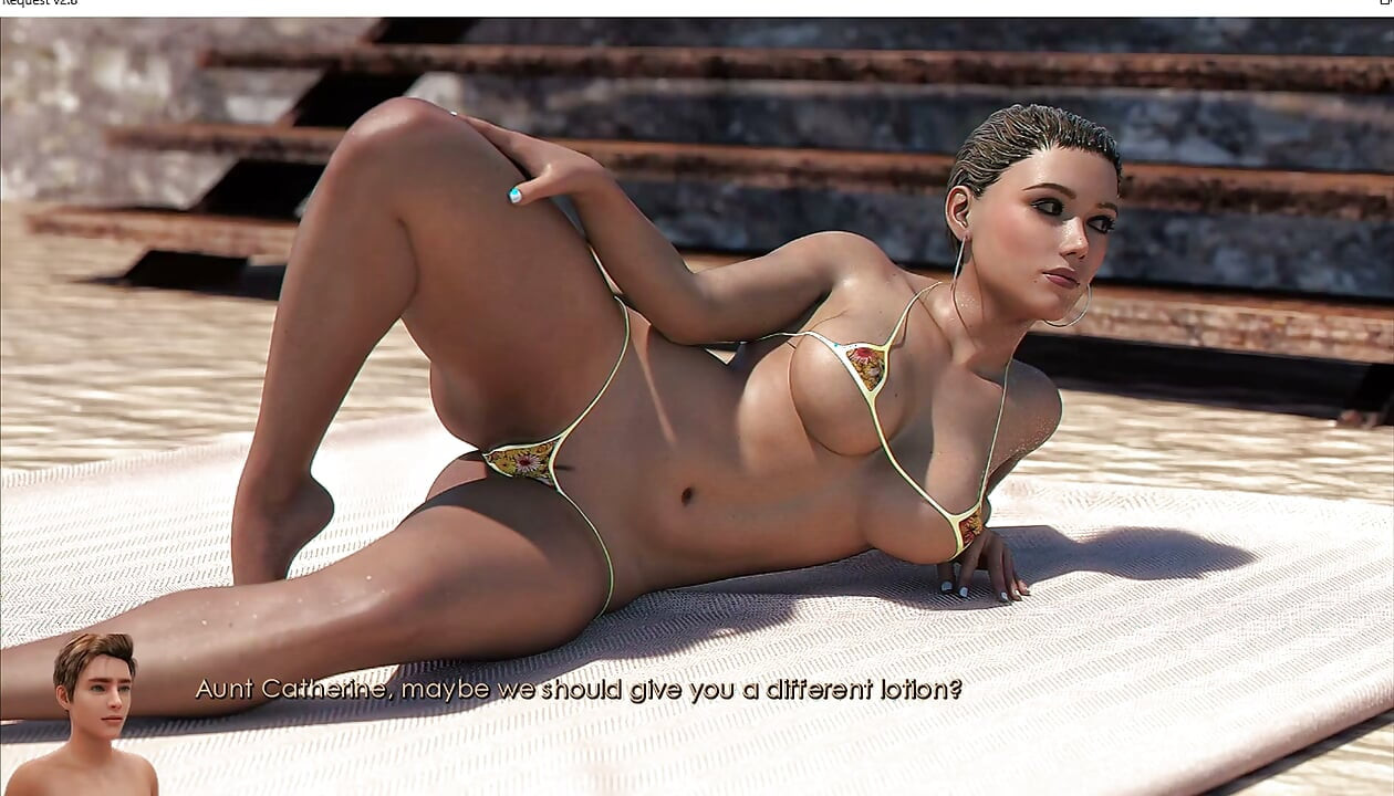Special Request - Gameplay - Roleplay - Ebony MILF Wears Micro Bikini and Group Sex with Teen Boys at Beach