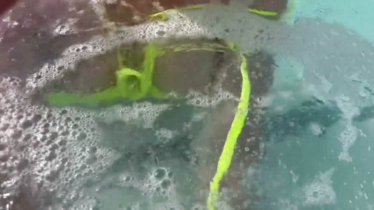 Artemisia Love Flashing Her Perfect Big Tits Underwater and Smoking a Cigarette