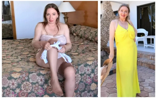Busty milf MariaOld dance and take off stockings for foot fetish lovers