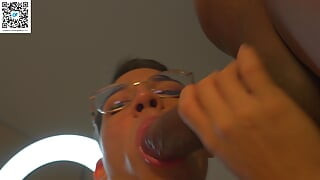 I suck his huge cock and then I ride it hard