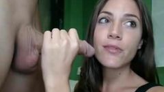 Fucking hot brunette pussy liked deep throating big cock