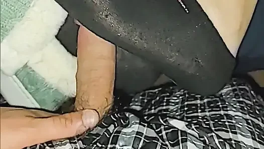Yaramaz zenci nike bilek çorapsız çorapla çorapla ayakla muamele ve terlik çıkarma