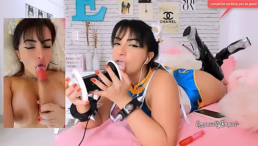 ASMR PORNO INTENSIVES CHUN LI COSPLAY EMANUELLY RAQUEL OHR LECKT AHEGAO, BLOWJOB UND TITTENFICK