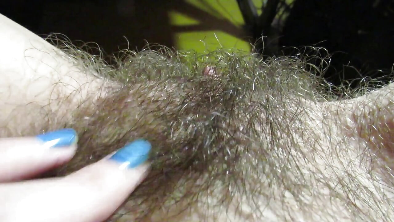 Dripping wet hairy big clit jerking and rubbing orgasm
