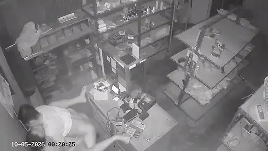 Cheating in a dark place with an ex-girlfriend, it turns out that there is a hidden camera.