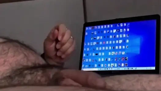 It's nice to receiveIt's nice to have an intense handjob from your wife while watching TV