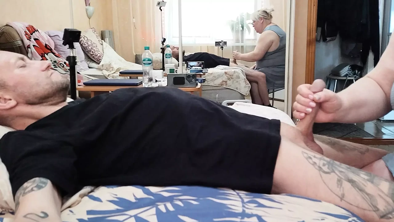 blowjob and dick jerking from mother-in-law