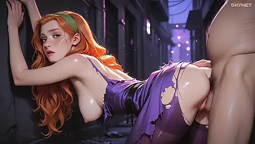 Daphne from Scooby-Doo serves a small cock of a fat old daddy