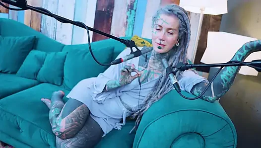 I talk about R - Relief - ASMR podcast SFW talking goth skinny girl dreadlocks tattoo model inked girl