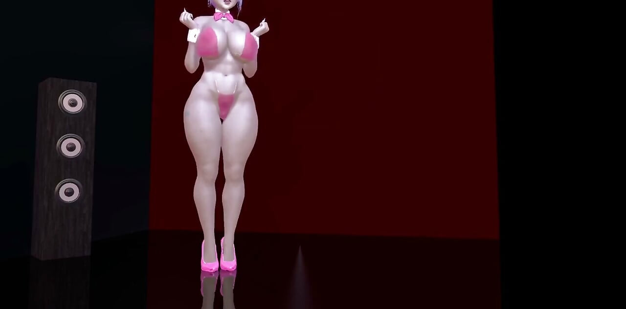 Seksi pembe saçlı kız göğüslerini sallıyor | 3D Porn
