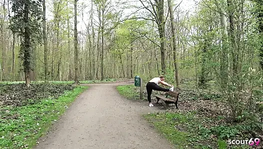 Boy Seduce German Curvy BBW Mature Kathy Deep to Suck His Dick at Public Place