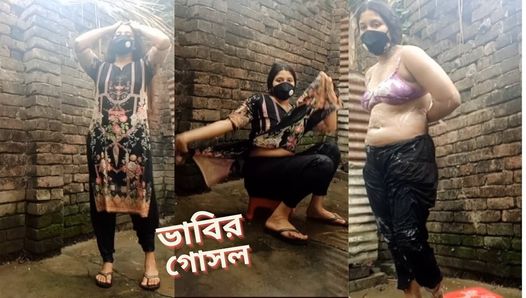 Bengali deslumbrante bhabi mostrando seu excelente corpo sexy durante o banho.