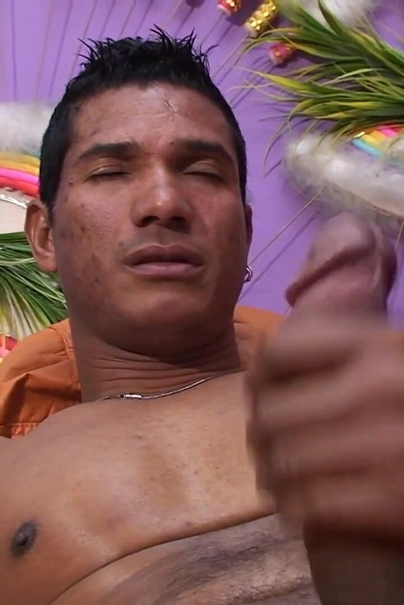 Ed Junior strokes his 10 inch cock