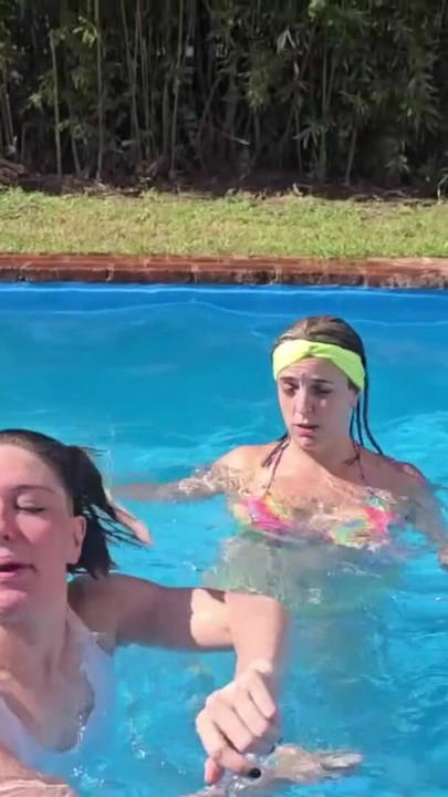 Stunning moment from "Two degenerates fuck in the pool while the neighbors see everything. ARGENTINE LESBIAN"