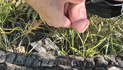 so much delicious sperm - jerking off on burnt tree