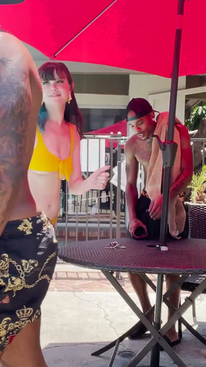 Sexy Swinger Ireland Rose Gets Picked up at the Pool & Fucked by Two Black Cocks
