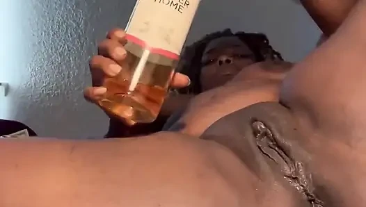 Pouring Drink in My Big Pussy Squirting It Out