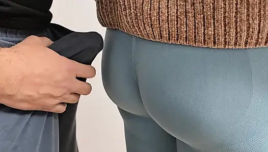 Soaked Pants on the Subway Train! Stranger Guy Rub His Dick and Ejaculate On Girl's Tights