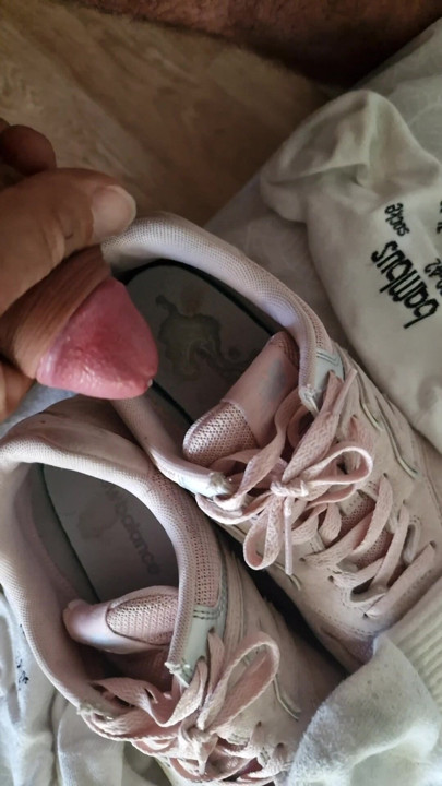 My wife's cumshot shoes 2
