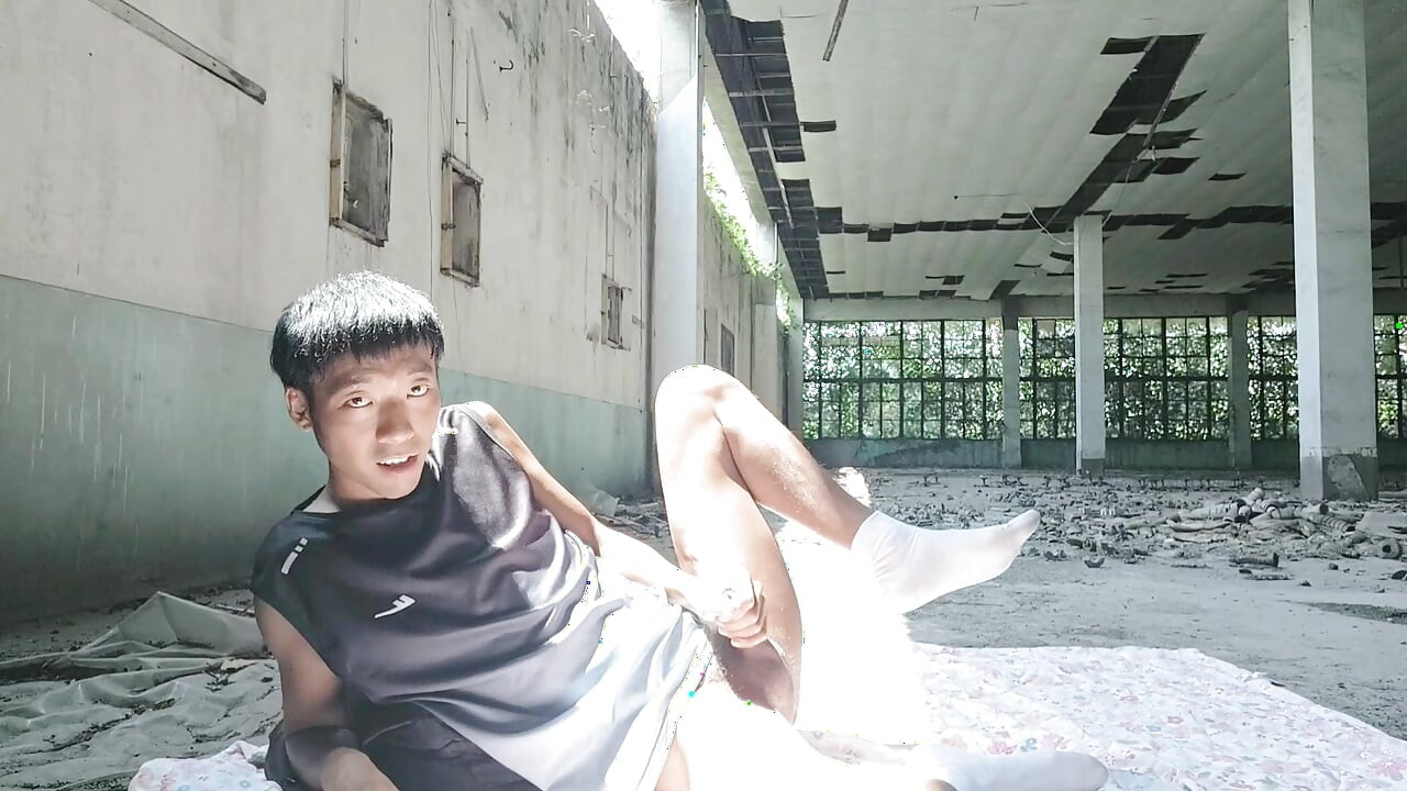 Cute Asian boy masturbates, moaning, ejaculating, and consuming fluids in a dreamlike light and shadow environment