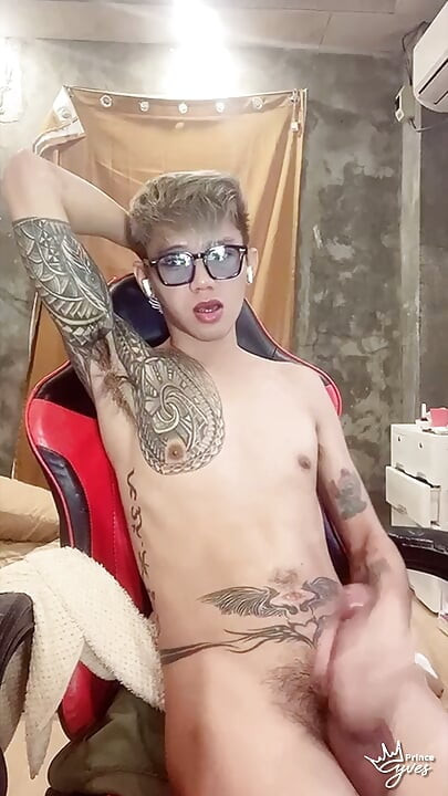 Cute Inked Boy Teasing, Masturbating, and Cumming for His Webcam Viewer