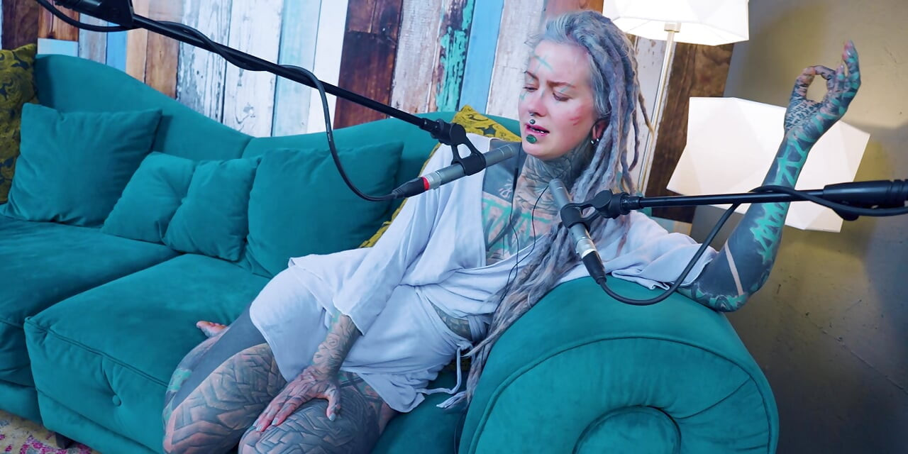 I talk about Z - zeal - ASMR podcast SFW talking goth skinny girl dreadlocks tattoo model inked girl