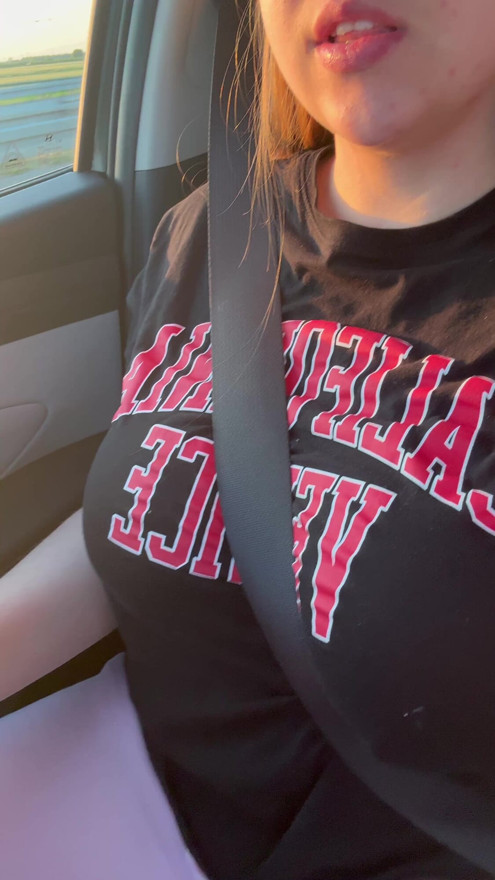 Flashing boobs while driving