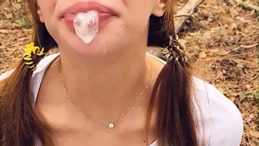 Public blowjob and cum play from cumslut Mia Bandini (POV)