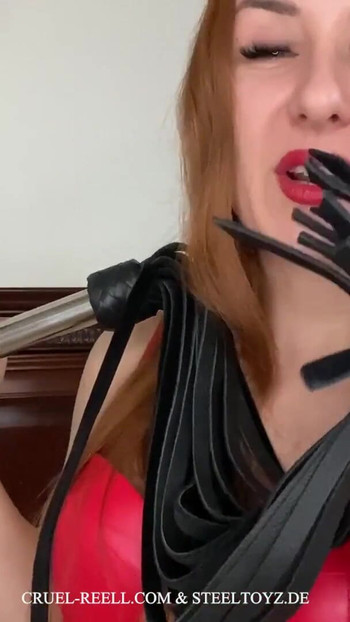 Thrilling moment from "Cruel Reell and Steeltoyz Present: The Leather Flogger with Stainless Steel Handle - A BDSM Essential"