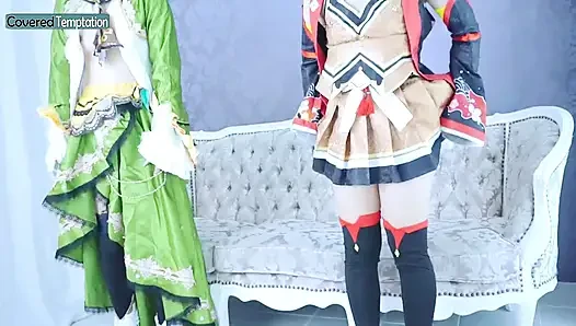 Cosplay, erwachsene frau, dreier-sex mit zwei partnern, gruppenszene