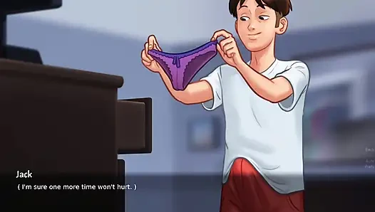 Stepson sniffs panty of her stepmom Debbie and caught later by her (Summertime Saga)