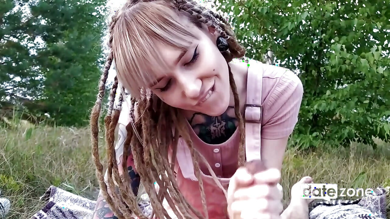 Skinny Girl Does Blowjob and Makes Him Cum with Her Feet