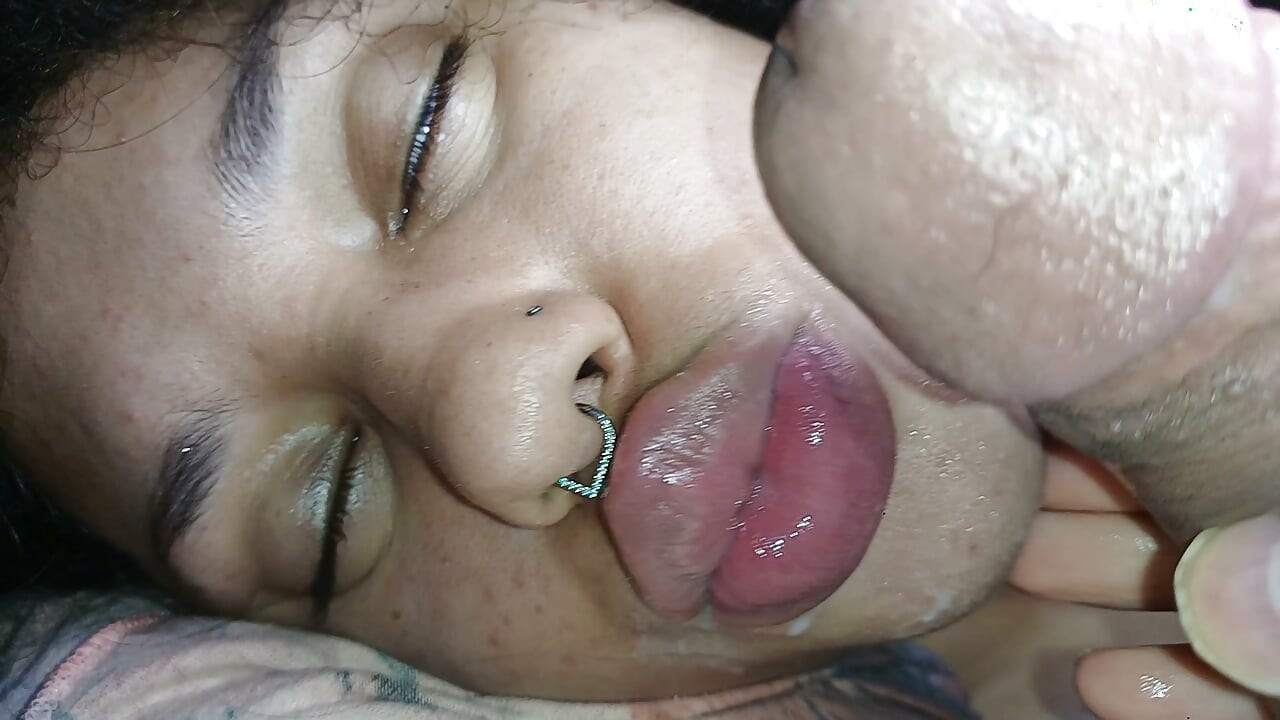 Surreal POV Close-up: Two massive loads slowly overflowing from her mouth-1.She swallows,2.Facial.